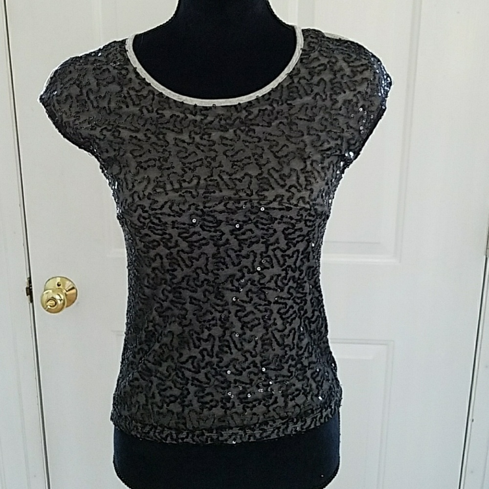 Wet Seal, XS, black/gray sequined top